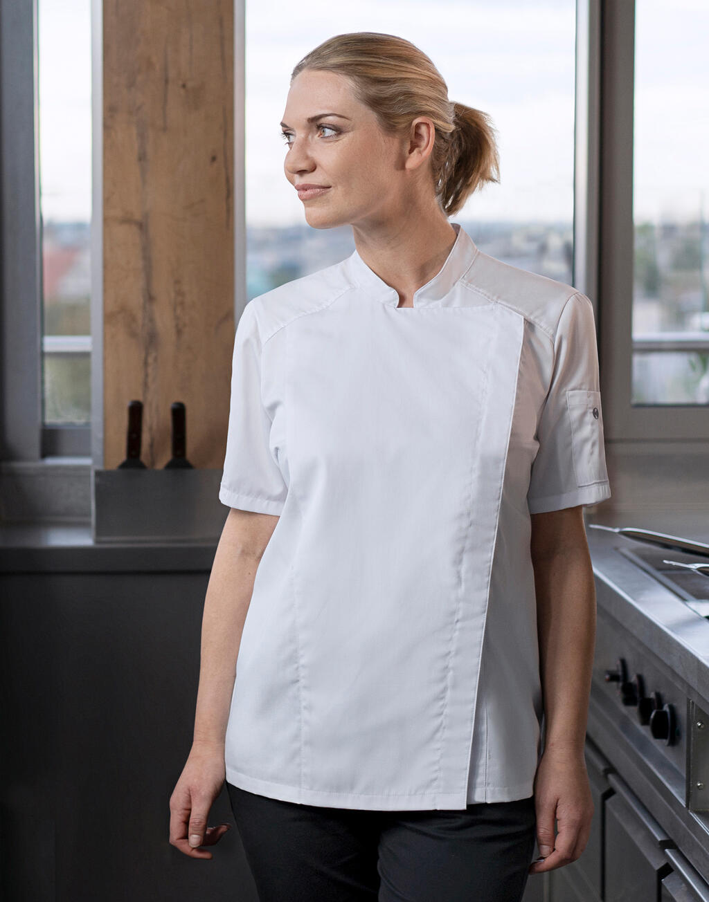 Short-Sleeve Ladies` Chef Jacket Modern-Look - Image 5